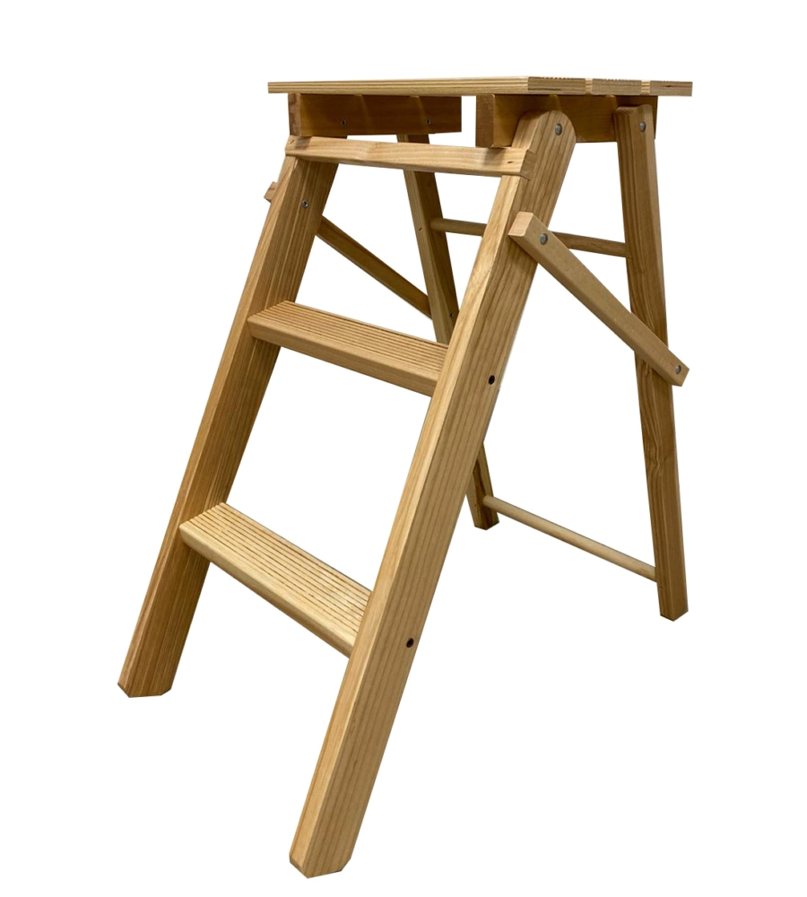 SCALETTA IN LEGNO DI FAGGIO 3 GRADINI, 55X60X32 CM